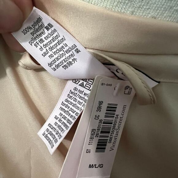 Victoria's Secret Georgette Flounce Robe Sequin Bow Champagne M/L - Picture 11 of 13